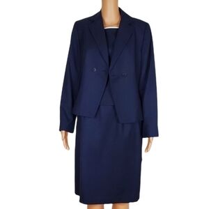 Amanda Smith blue 3 piece jacket skirt suit